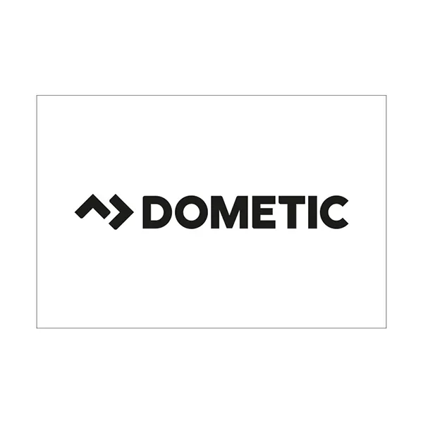 Flagge DOMETIC in weiß mit Logo in schwarz im Querformat 150 x 100 cm – Bild 2